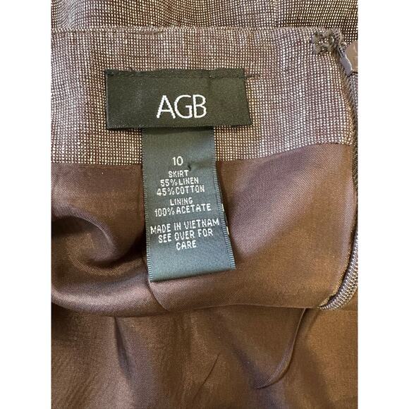 AGB Women Linen Blend Career Skirt Pockets Classy Old Money Size 10 Lined - Picture 6 of 6